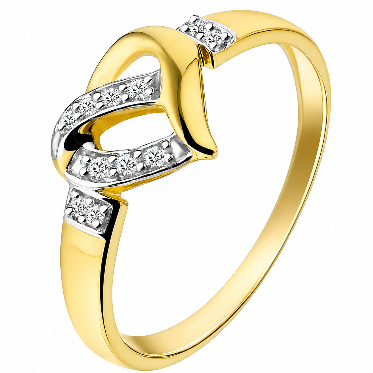 9 karaat bicolor hartjes damesring met zirkonia 11.411.182