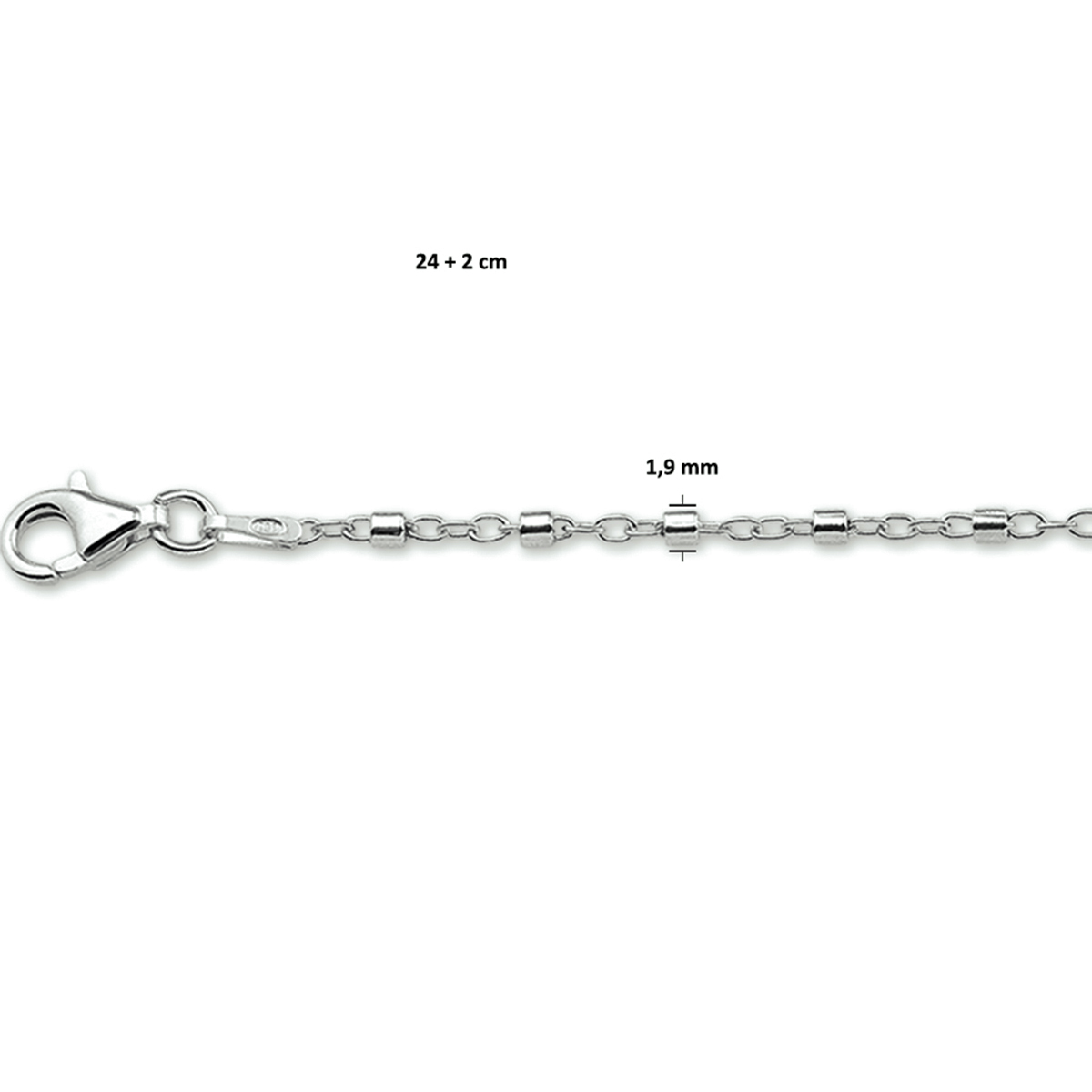 Alternative view of Zilveren (gerhodineerd) buisjes schakel enkelbandje 13.16915