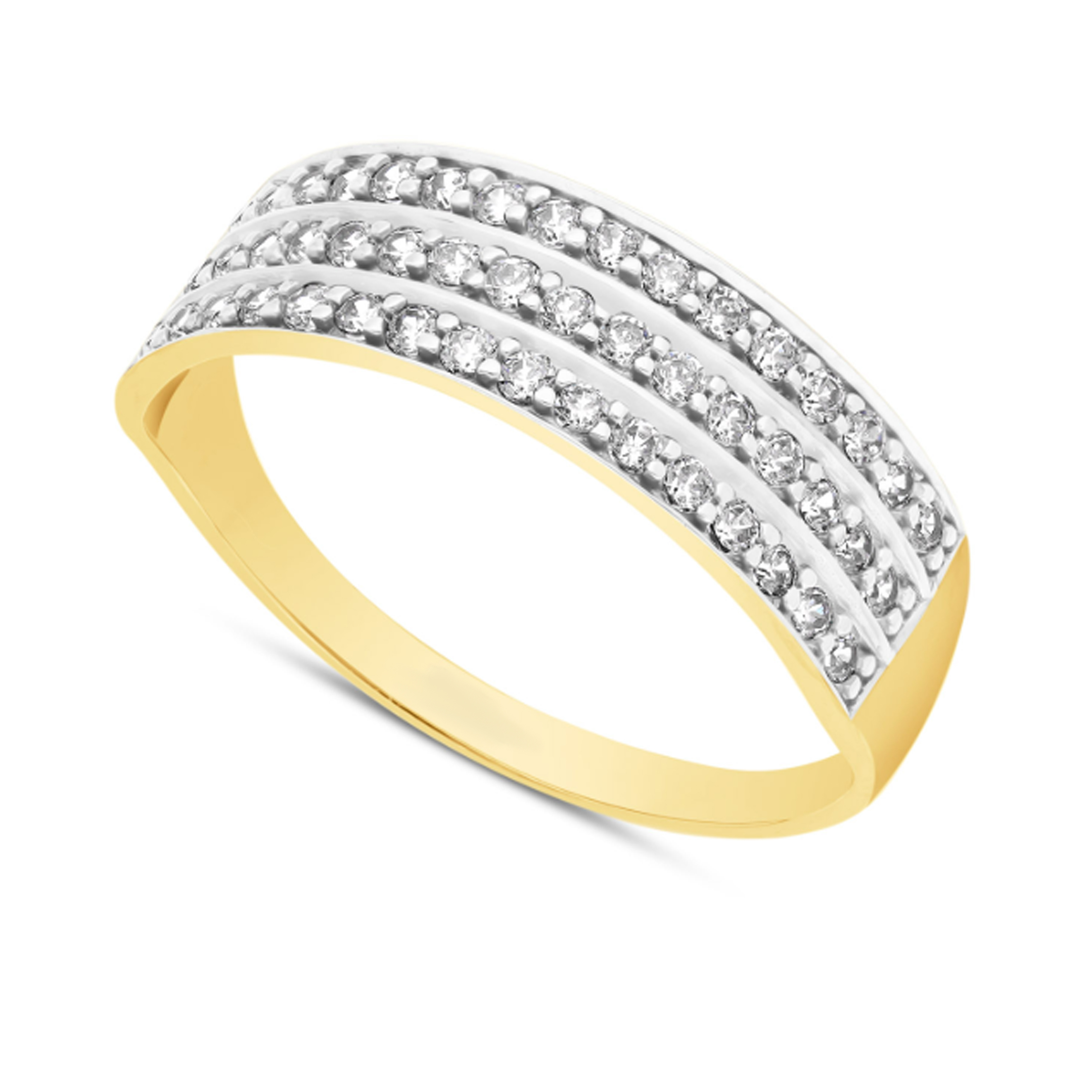 14 karaat gouden bicolor damesring met zirkonia 11.588