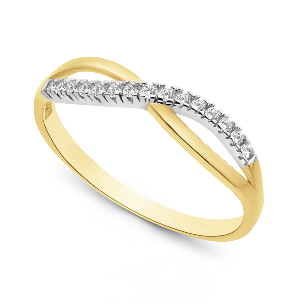 14 karaat gouden bicolor damesring met zirkonia 11.561
