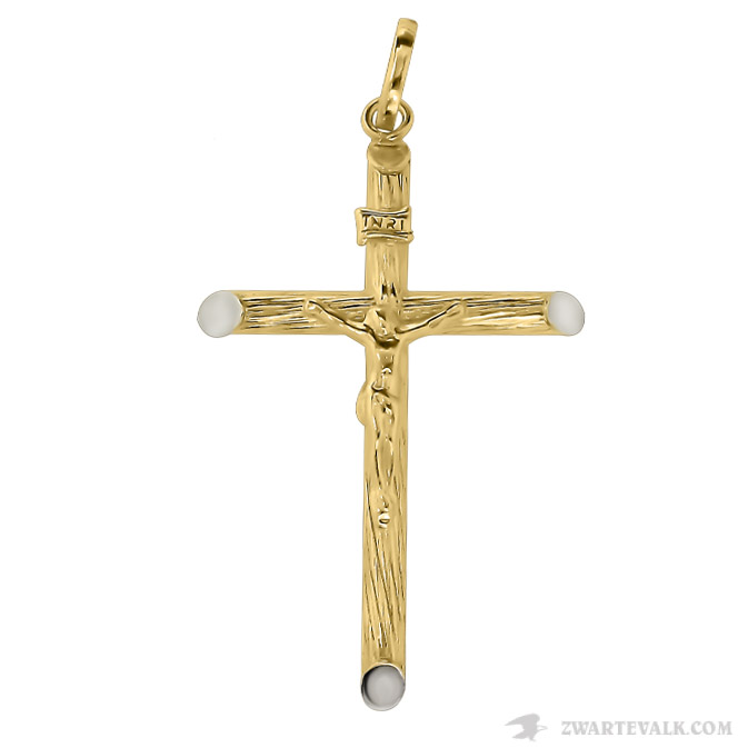 14 karaat gouden kruis hanger met Jezus 14.102.013