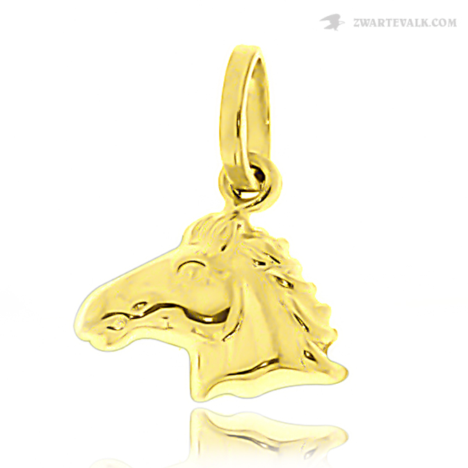 14 karaat gouden paardenkop hanger 14.102.024