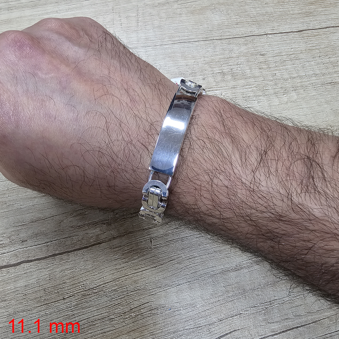 Zilveren platte koningsschakel armband met graveerplaat ET 100-T - Afbeelding 3