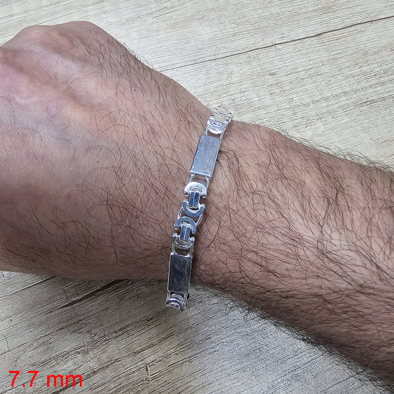 Zilveren platte koningsschakel armband met platen ET 60-3T - Afbeelding 3