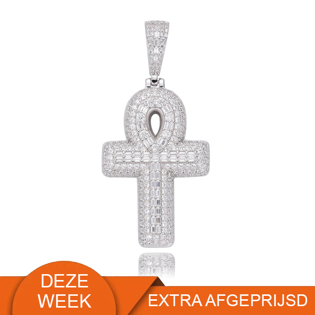 Zilveren (gerhodineerd) ankh kruis hanger 24.251 WEEKAANBIEDING