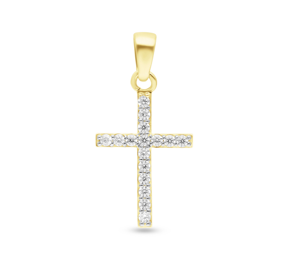 14 karaat gouden kruis hanger met zirkonia 14.262