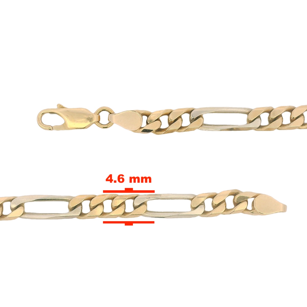 Alternative view of 18 karaat gouden bicolor figaro schakel ketting H.35/18krt