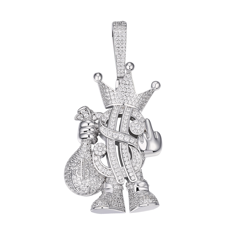 Zilveren (gerhodineerd) money bag hanger 24.314