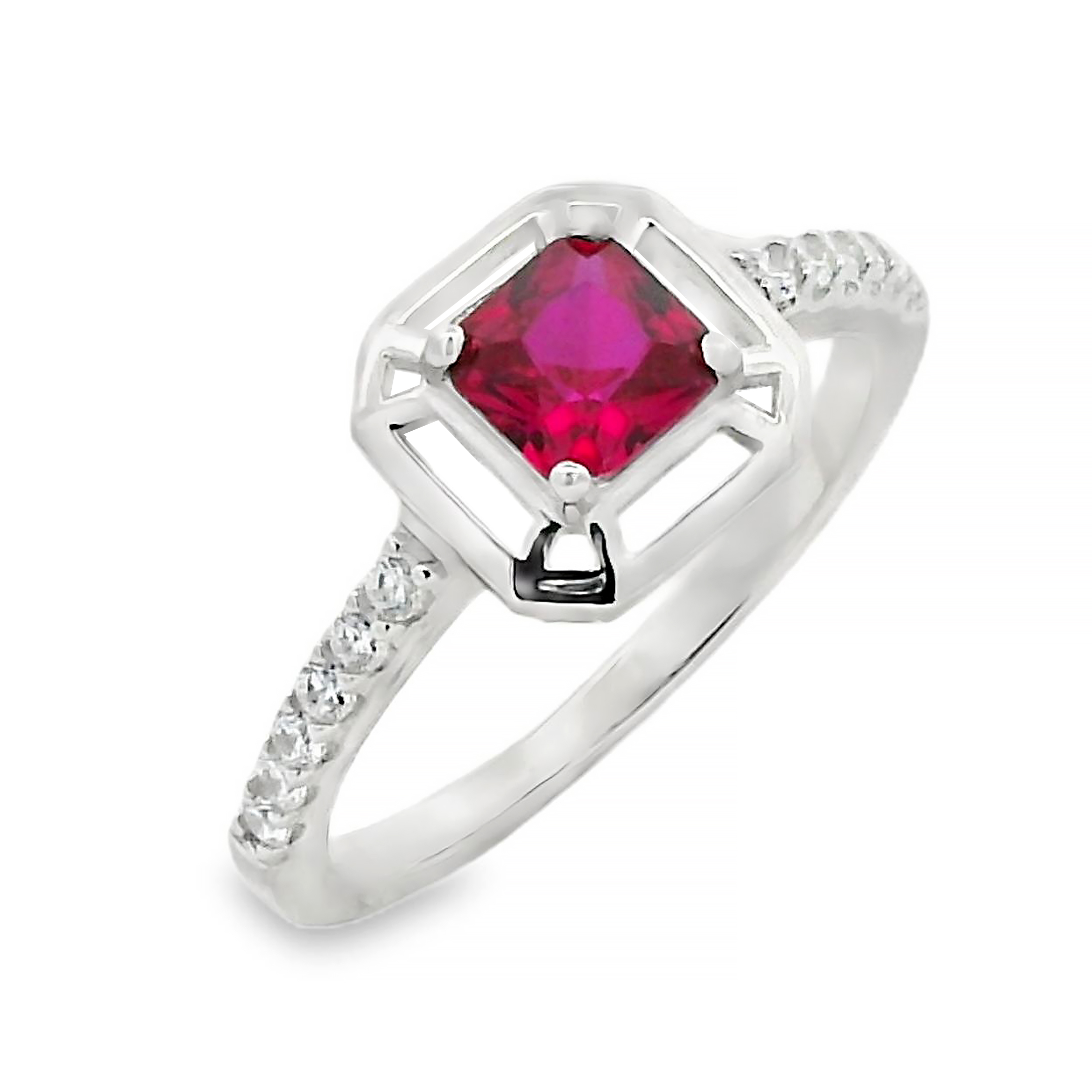 Zilveren (gerhodineerd) ring met zirkonia 21.356