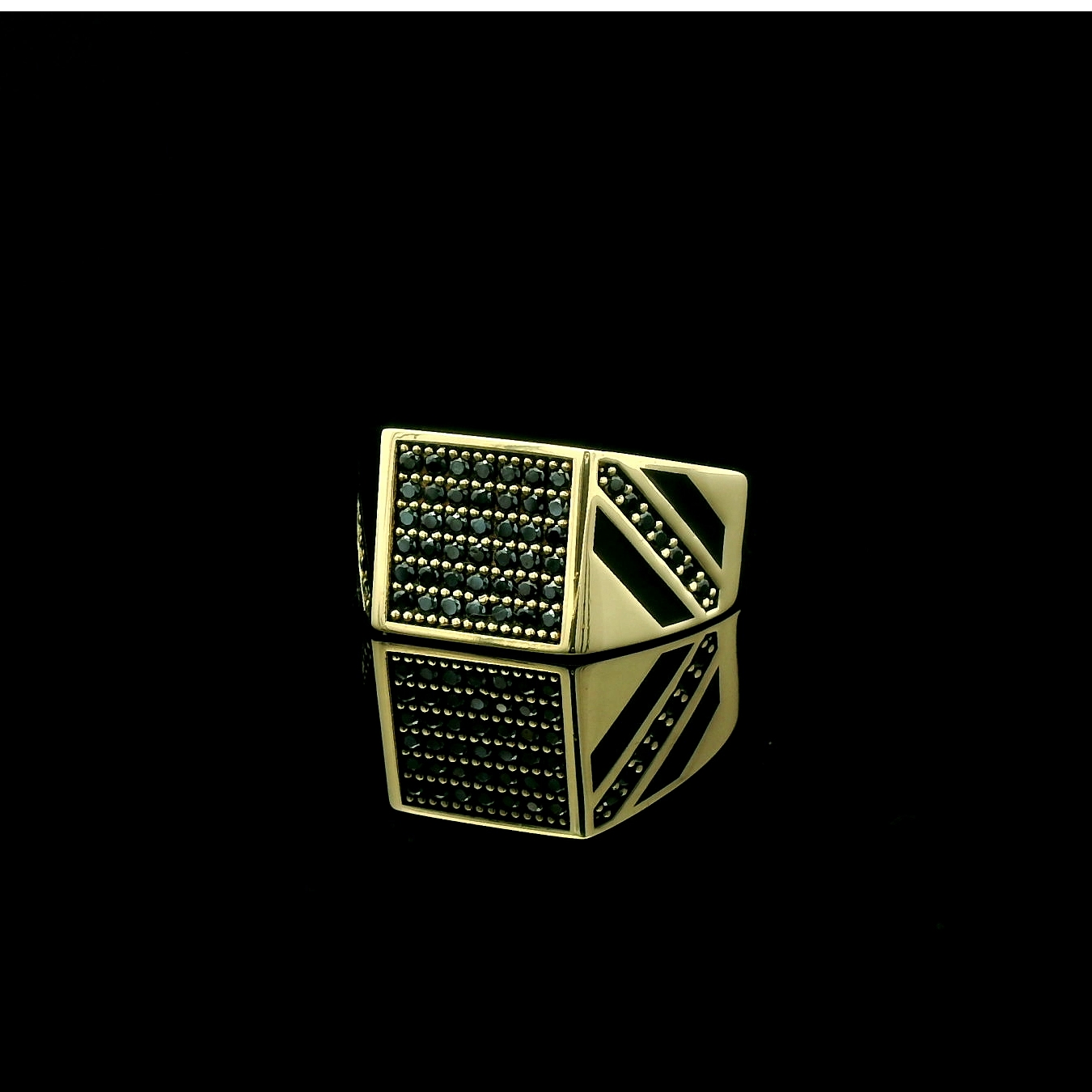 14 karaat gouden herenring met zirkonia H.6.72 - Afbeelding 3