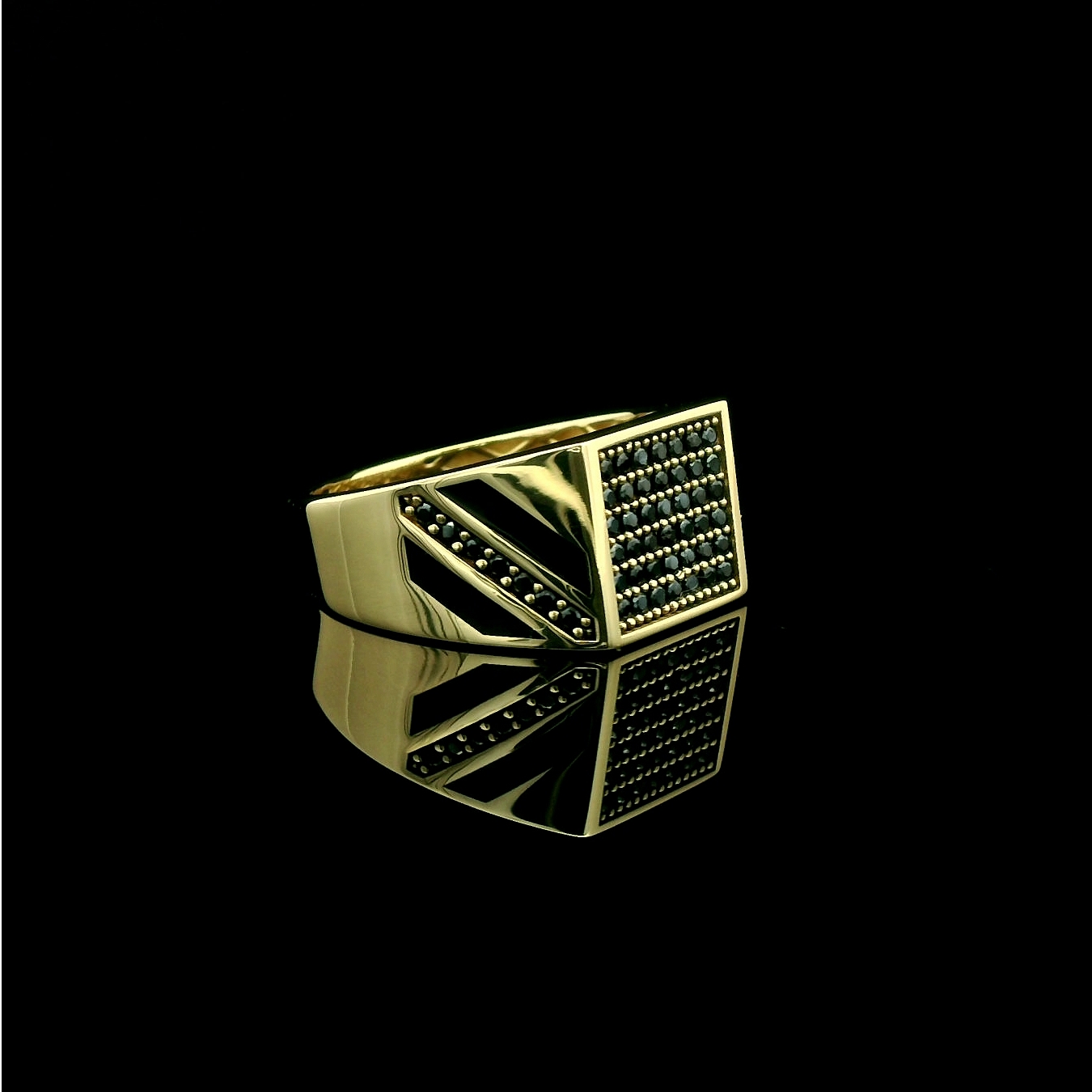 14 karaat gouden herenring met zirkonia H.6.72 - Afbeelding 4