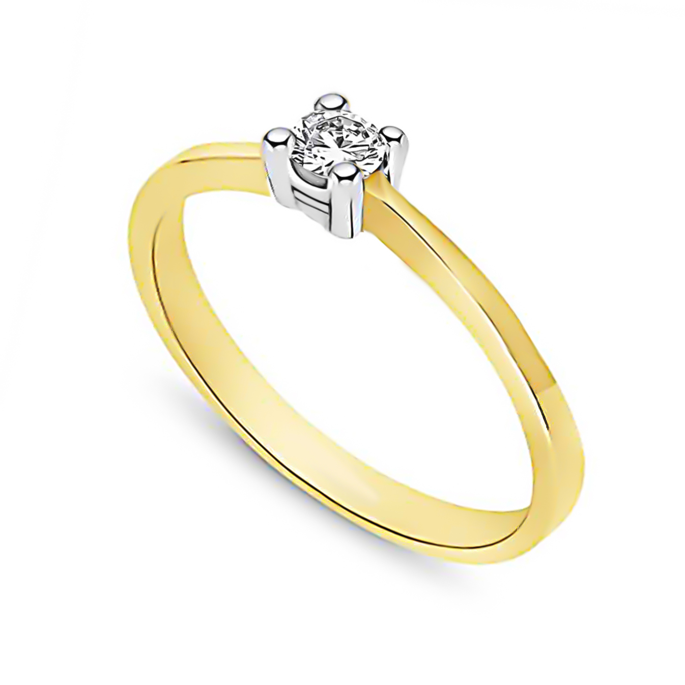 14 karaat gouden bicolor solitaire ring 11.600