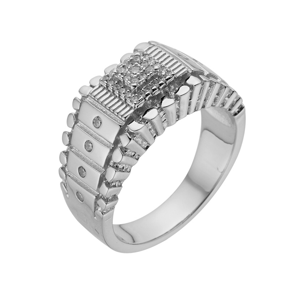 Zilveren (gerhodineerd) ring met zirkonia 21.332