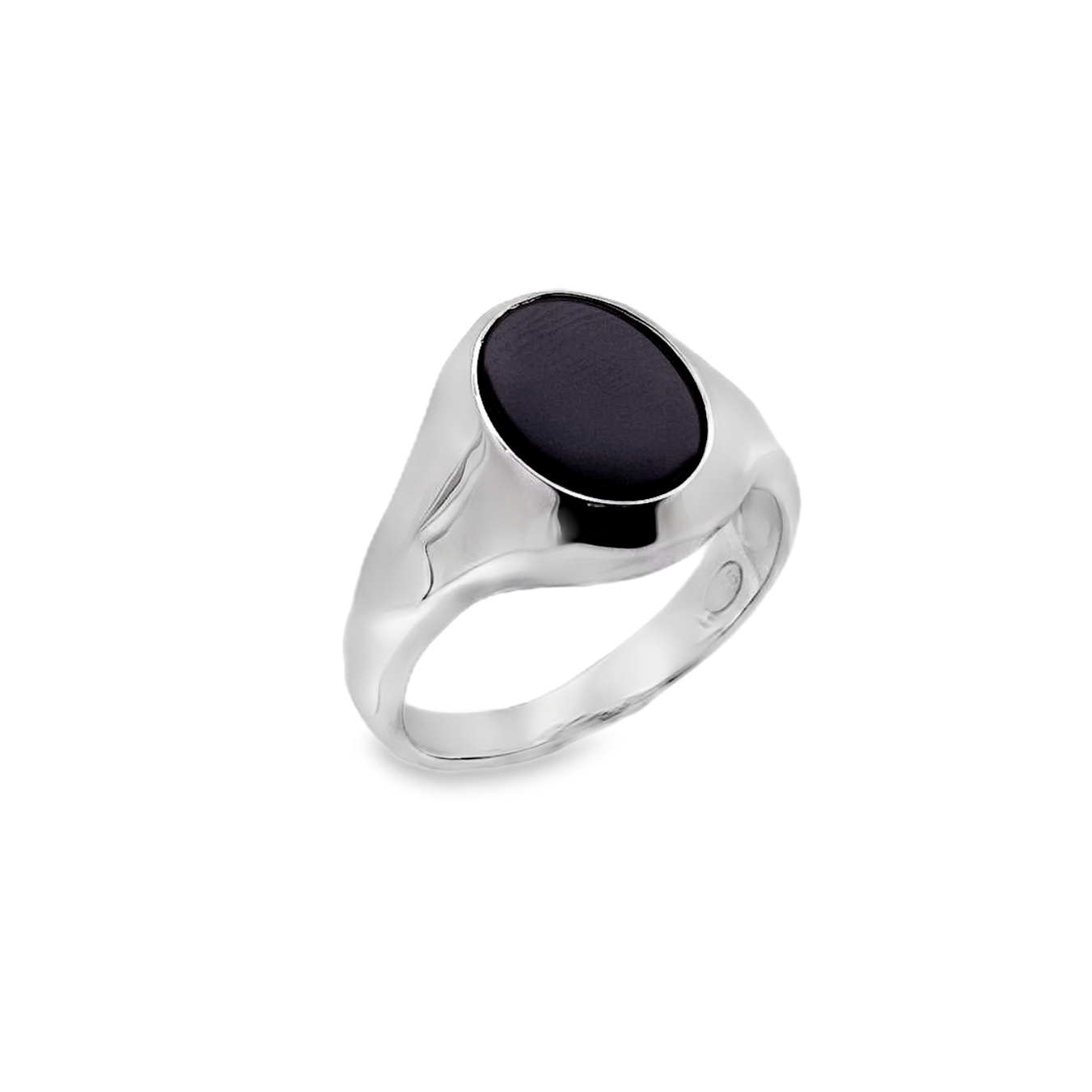 Zilveren (gerhodineerd) zegelring met onyx 21.385