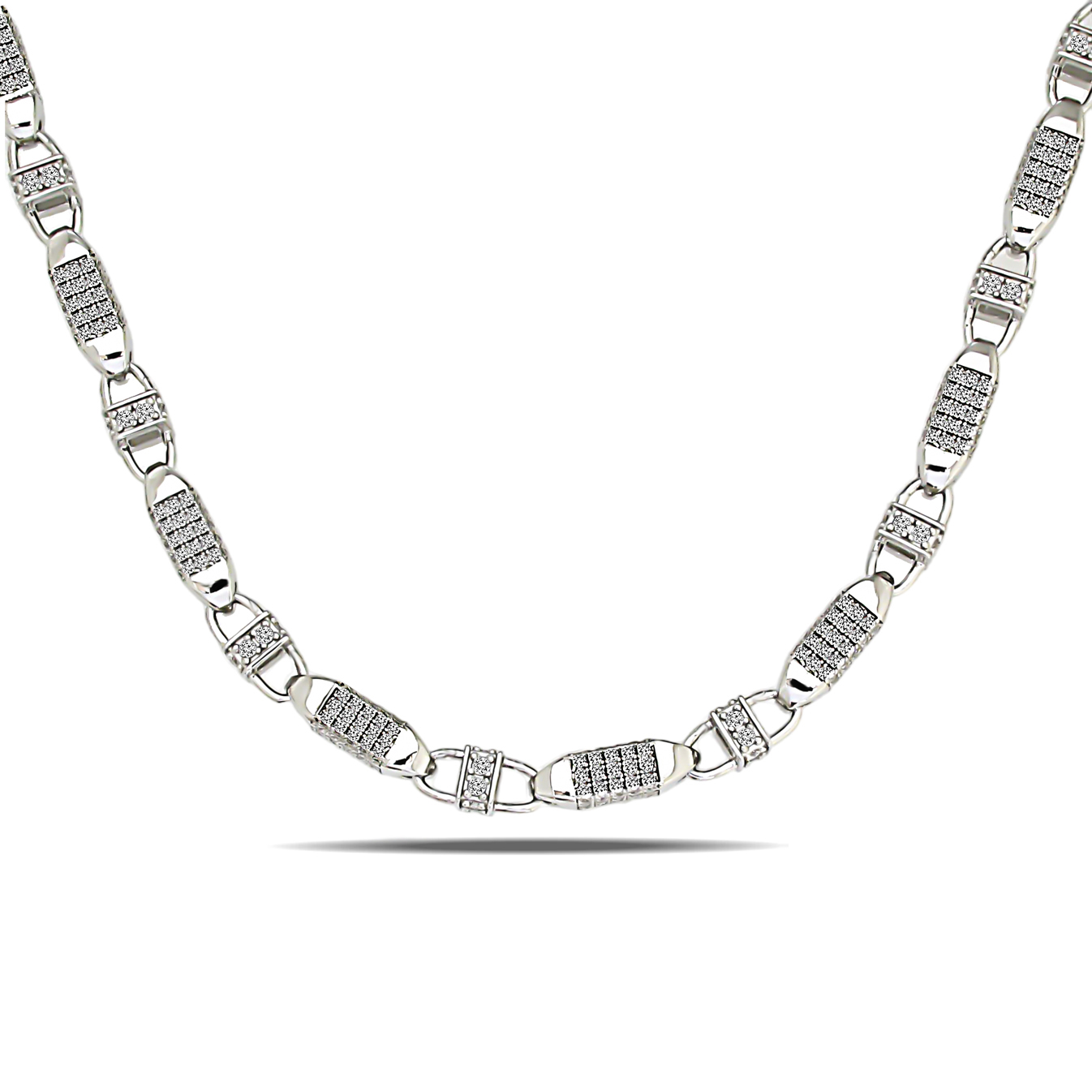 Zilveren (gerhodineerd) ketting met zirkonia 25.257
