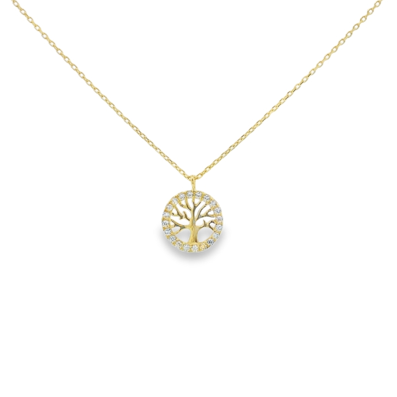 14 karaat gouden ketting met levensboom hanger