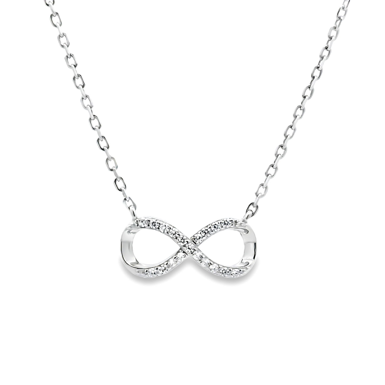 Zilveren (gerhodineerd) infinity ketting 25.279