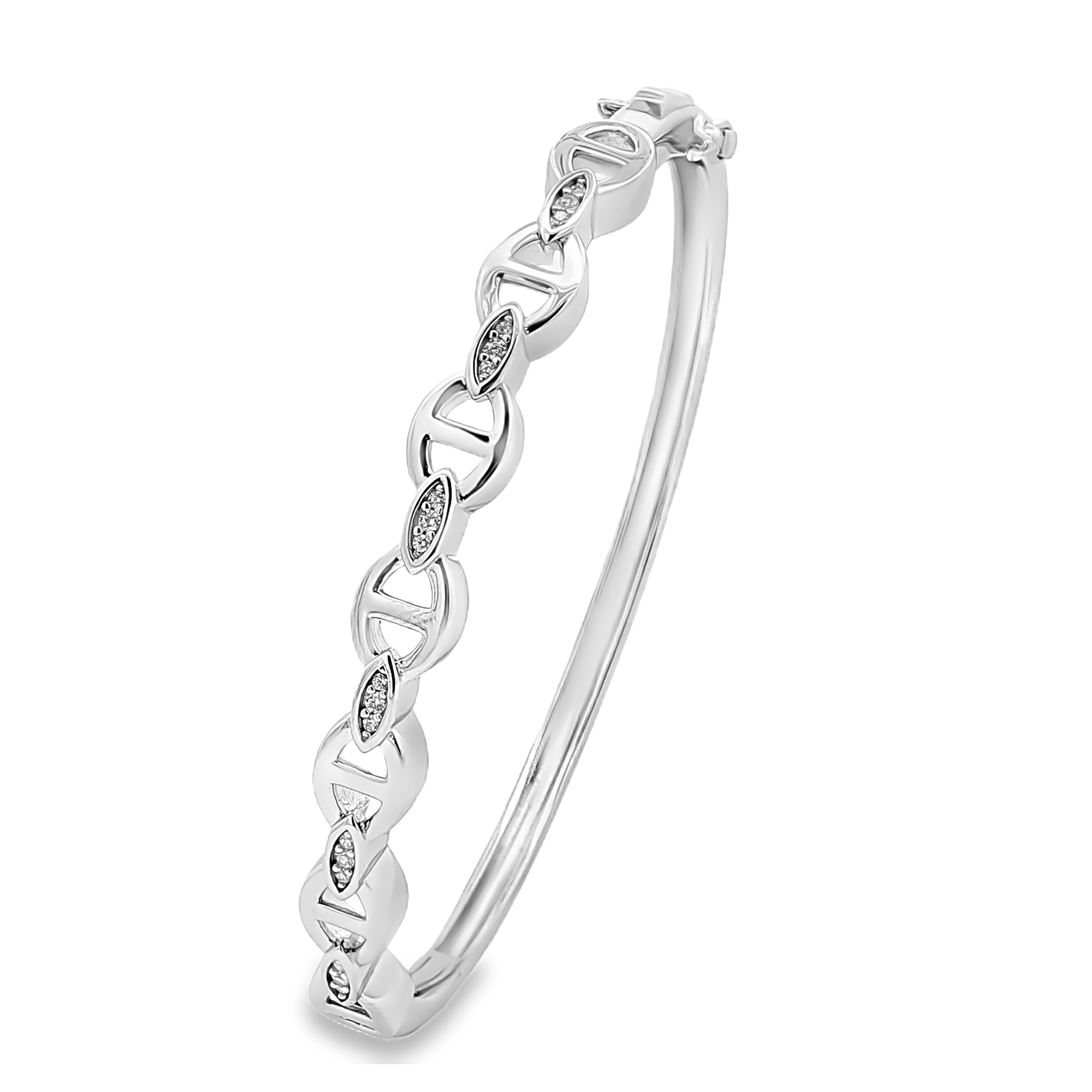 Zilveren (gerhodineerd) bangle met zirkonia 26.045