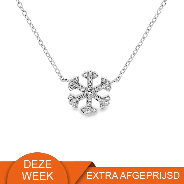 Zilveren (gerhodineerd) sneeuwvlok ketting 25.146 WEEKAANBIEDING