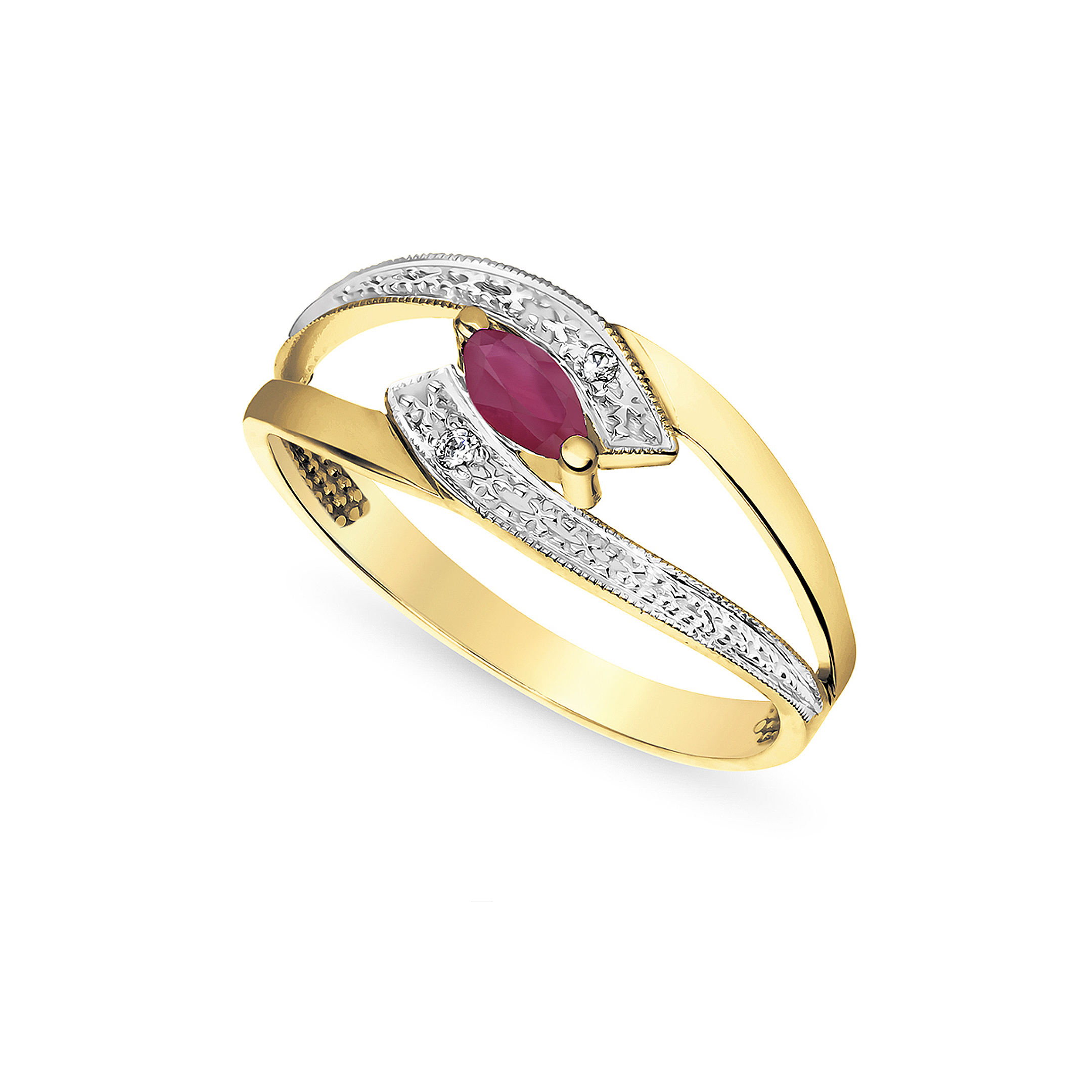 14 karaat gouden ring met robijn en diamanten 145267