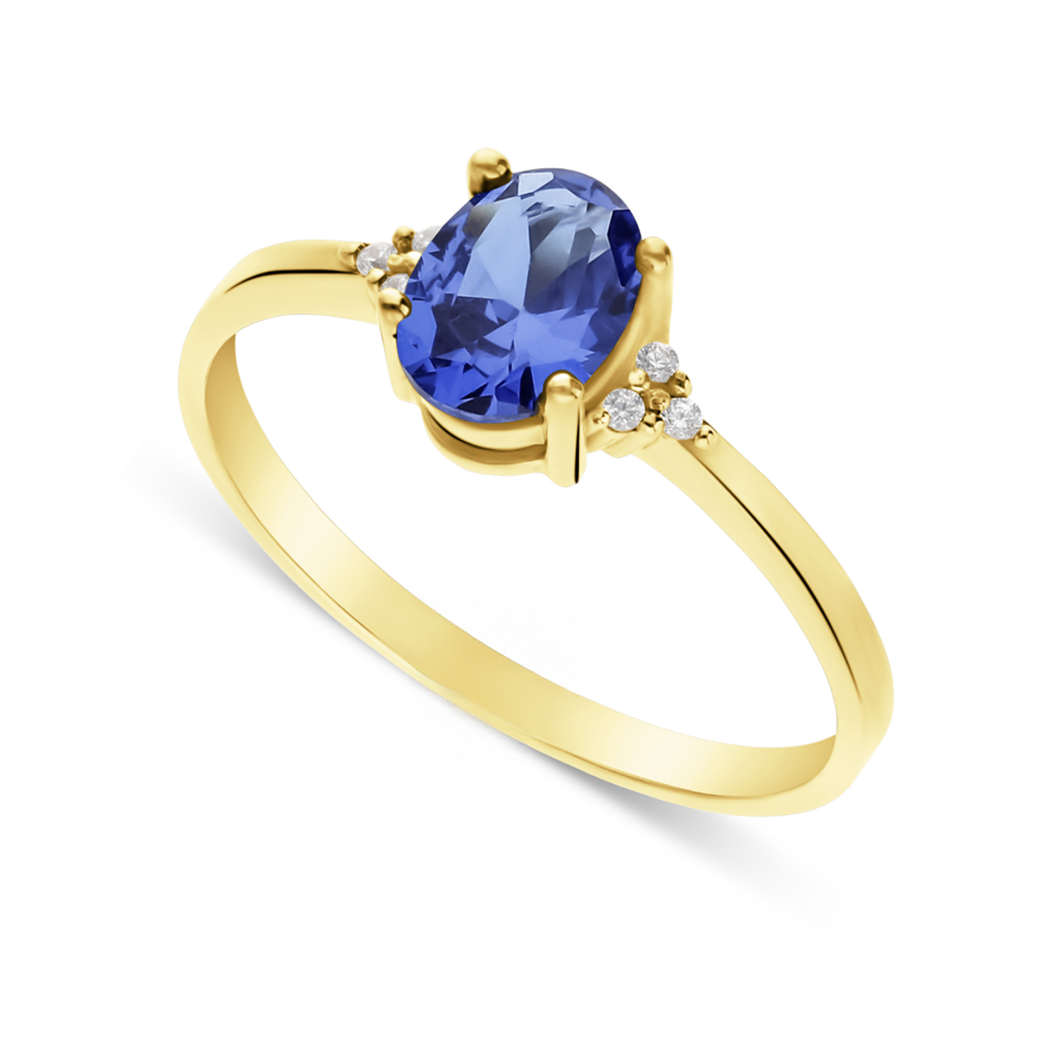 14 karaat gouden ring met saffier en diamanten 145281