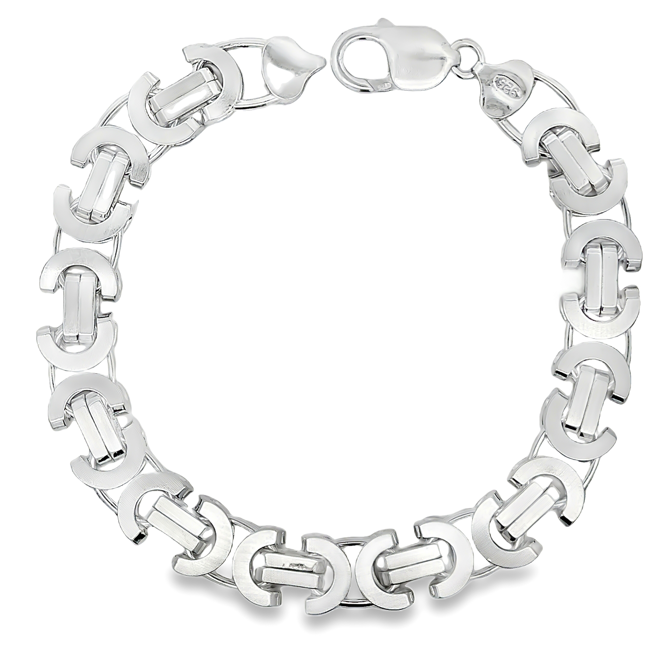 Zilveren platte koningsschakel armband ET 100