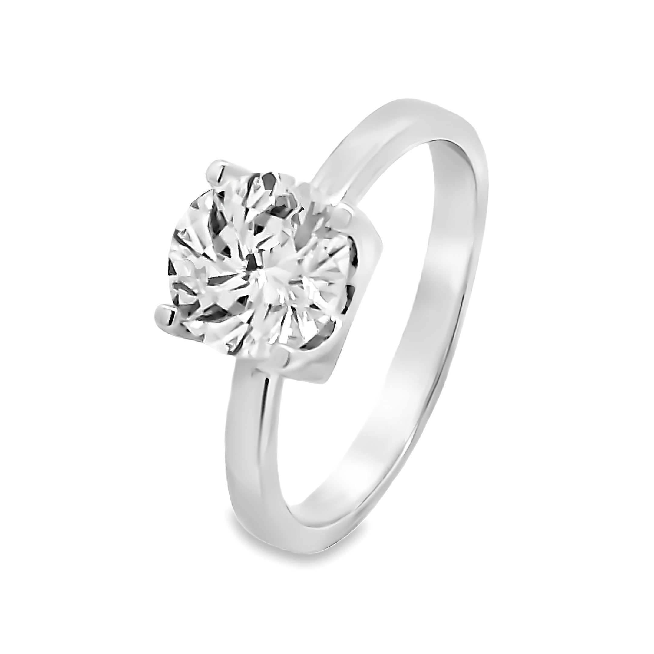 Zilveren (gerhodineerd) solitaire ring 21.423