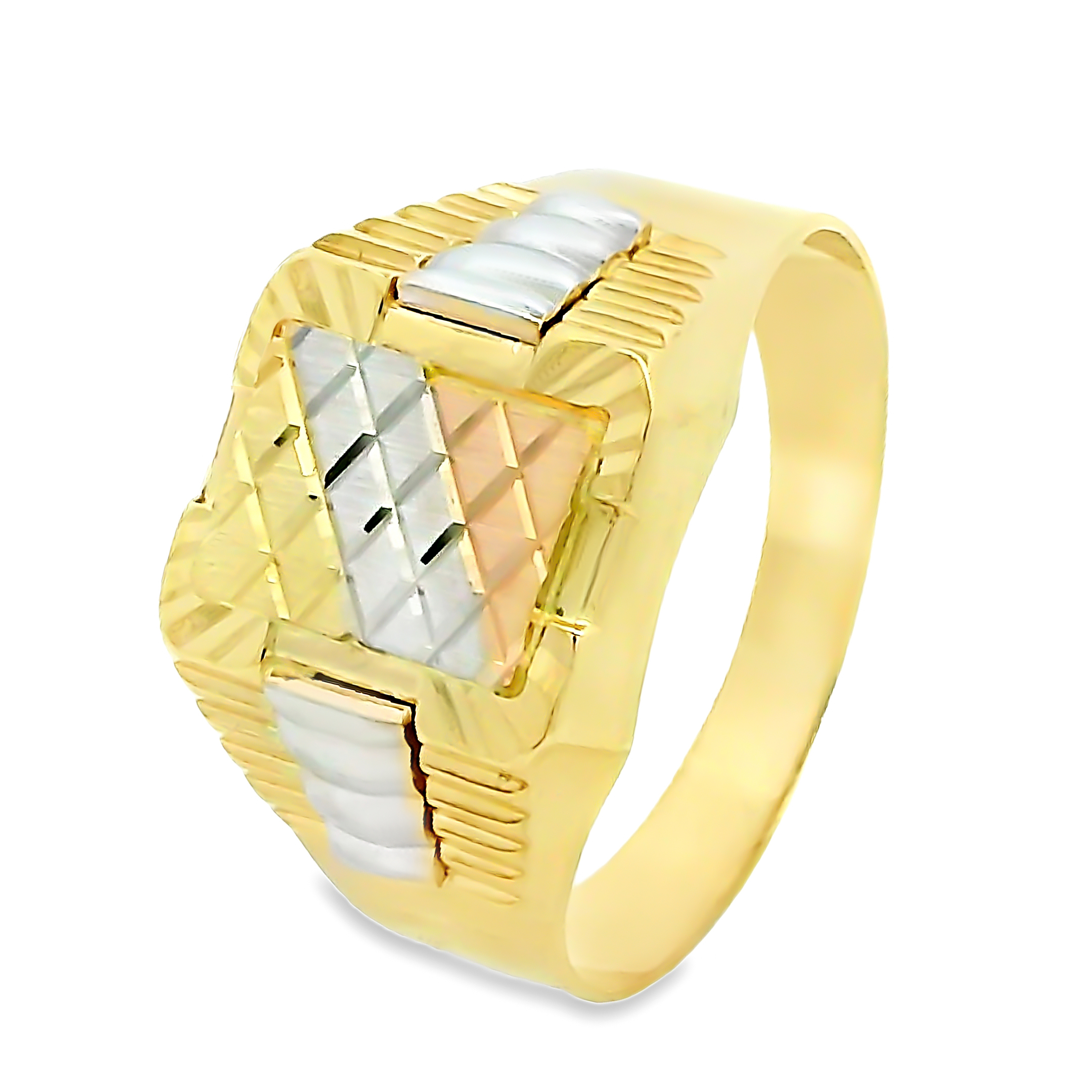 14 karaat gouden tricolor heren zegelring 170547