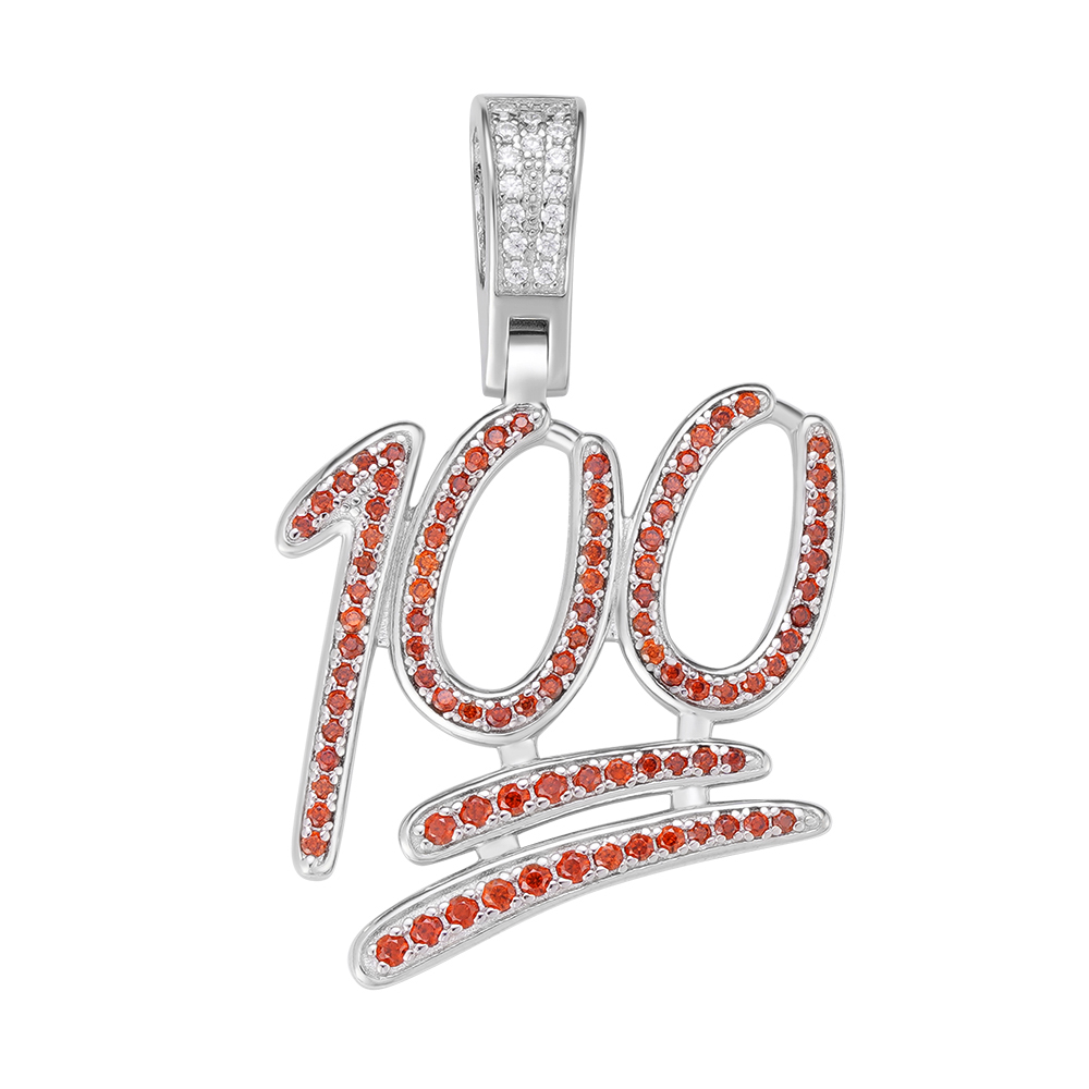 Zilveren (gerhodineerd) 100 hanger met rode zirkonia 24.208-R