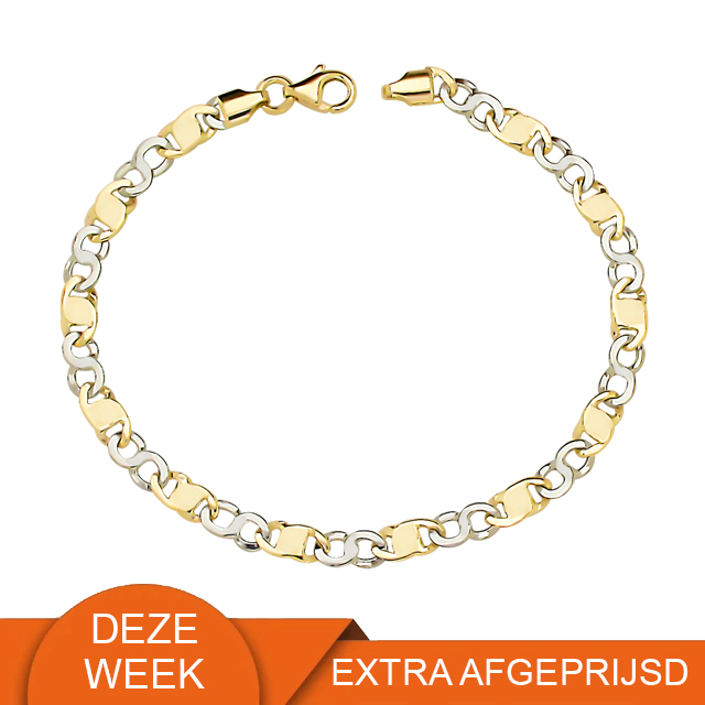 14 karaat gouden bicolor armband ZV 997 WEEKAANBIEDING