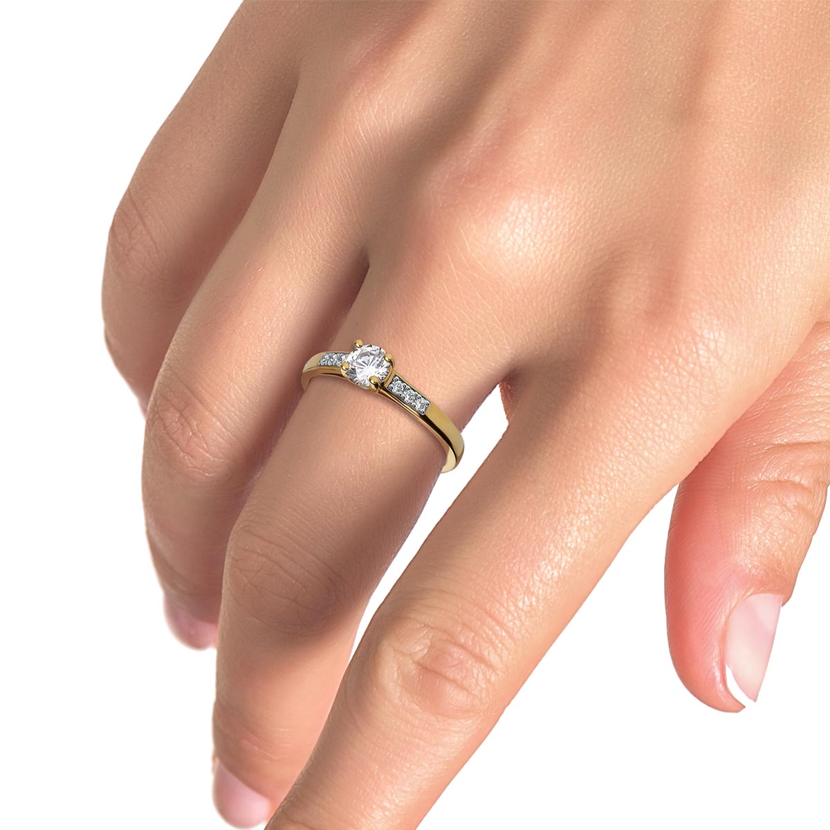 Alternative view of 14 karaat gouden damesring met zirkonia 11.620