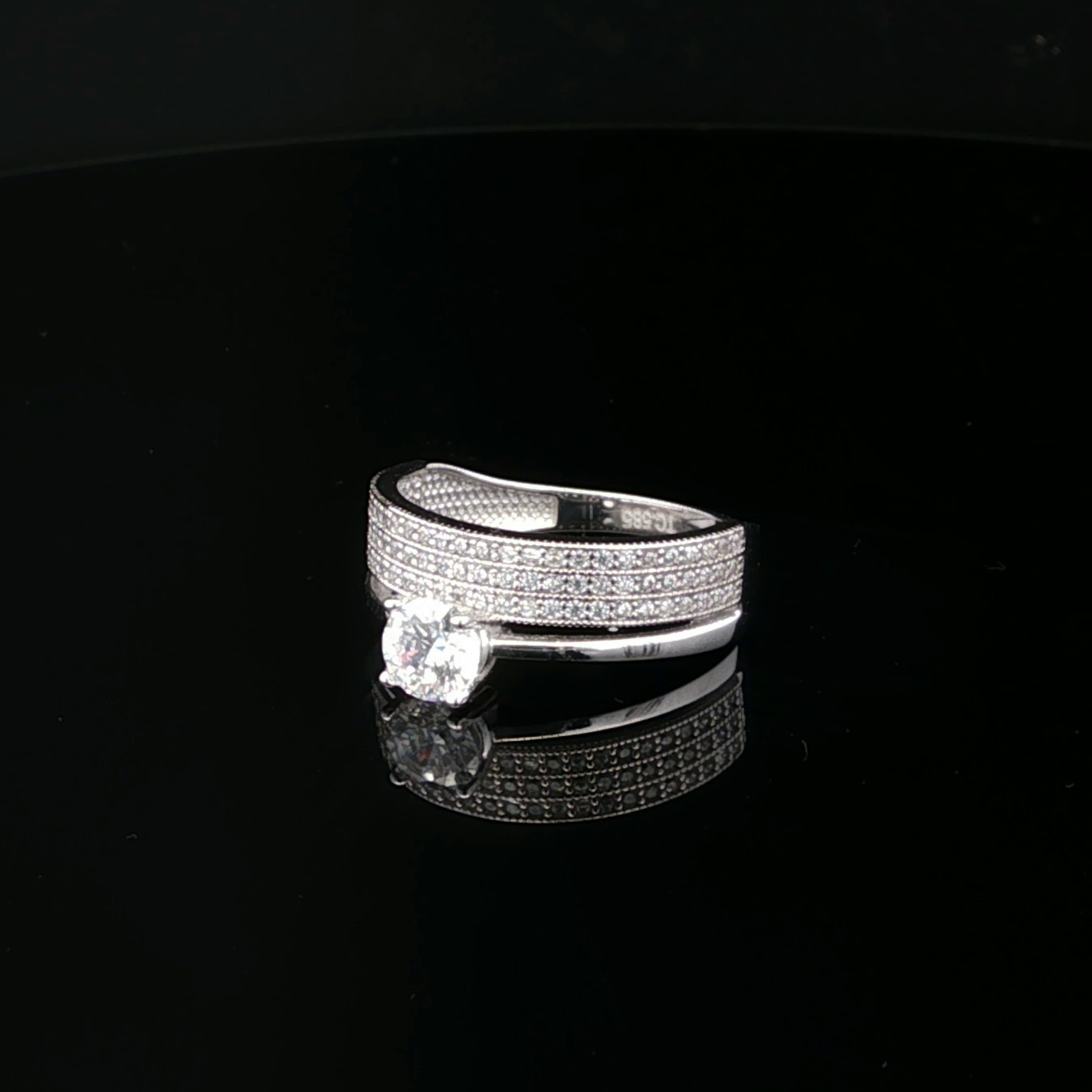 Alternative view of 14 karaat witgouden damesring met zirkonia 162631