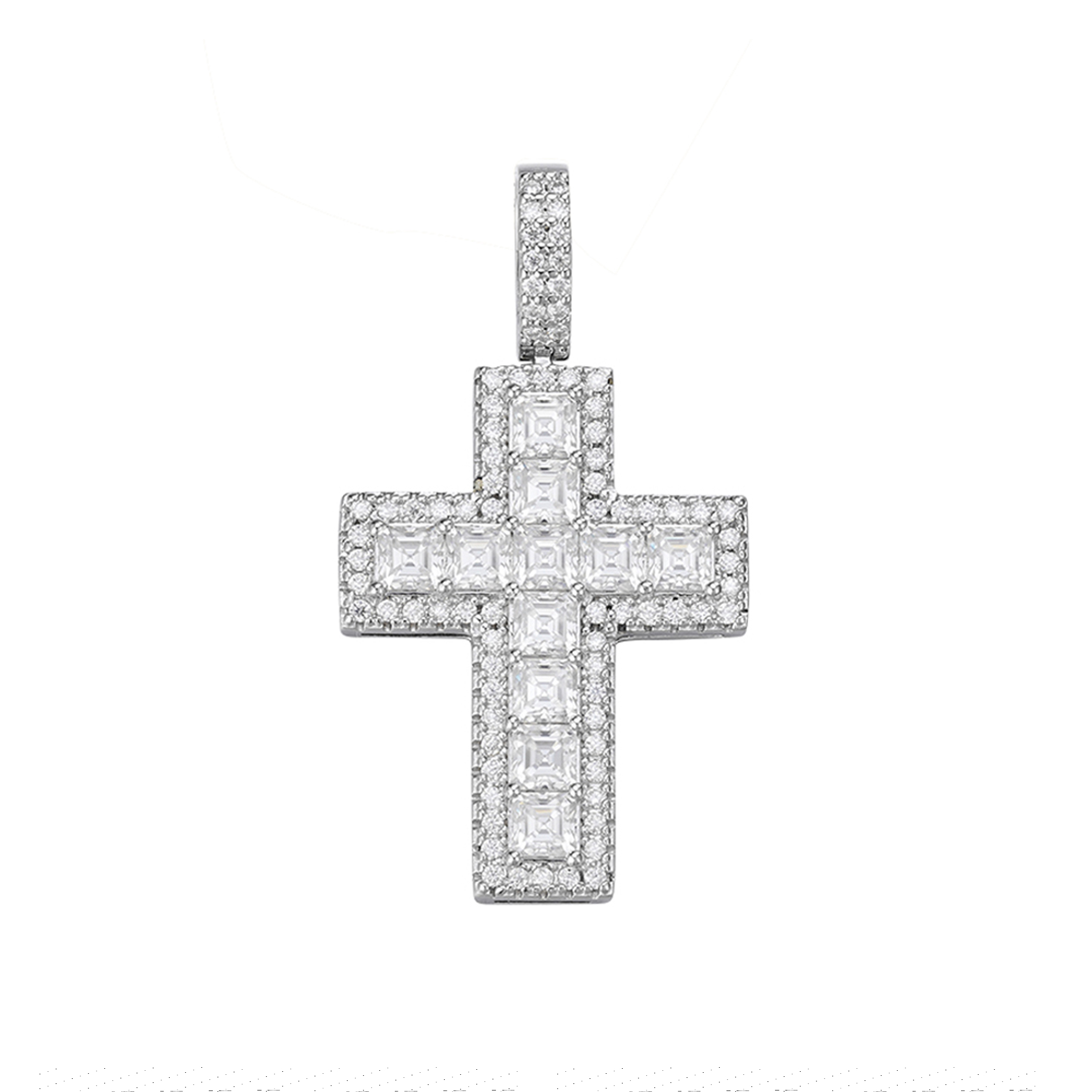Zilveren (gerhodineerd) kruis hanger met zirkonia 24.381