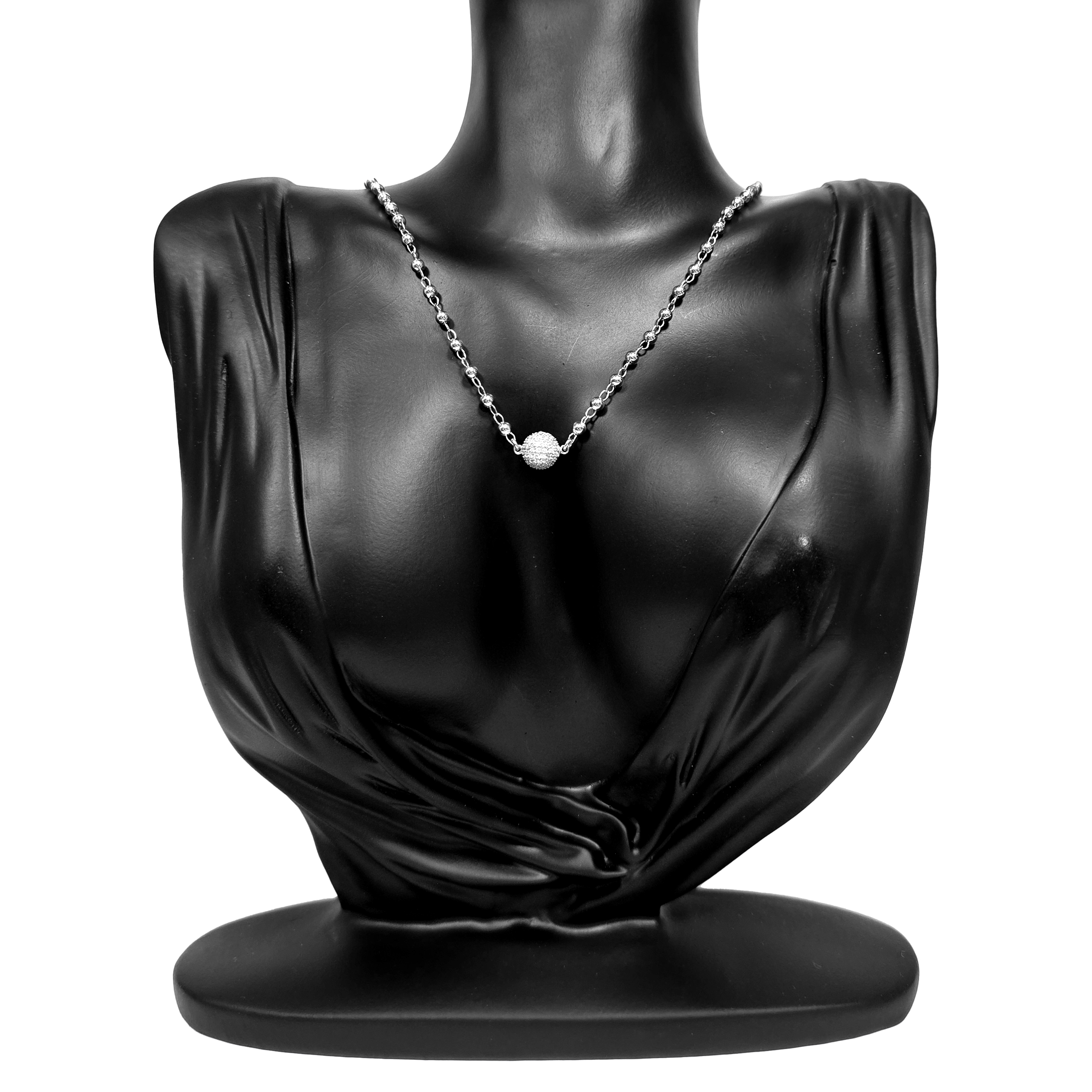 Alternative view of Zilveren (gerhodineerd) ketting met balletjes 25.247