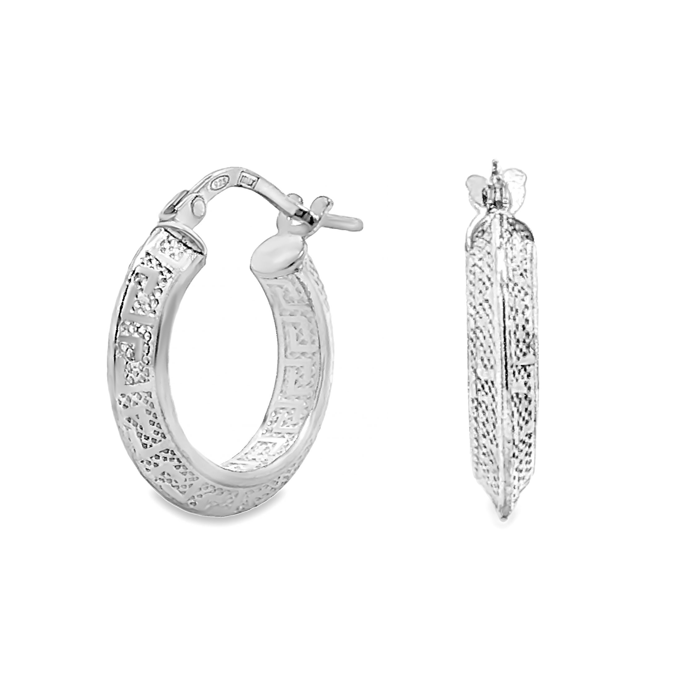 Zilveren oorbellen met meander teken 22.179