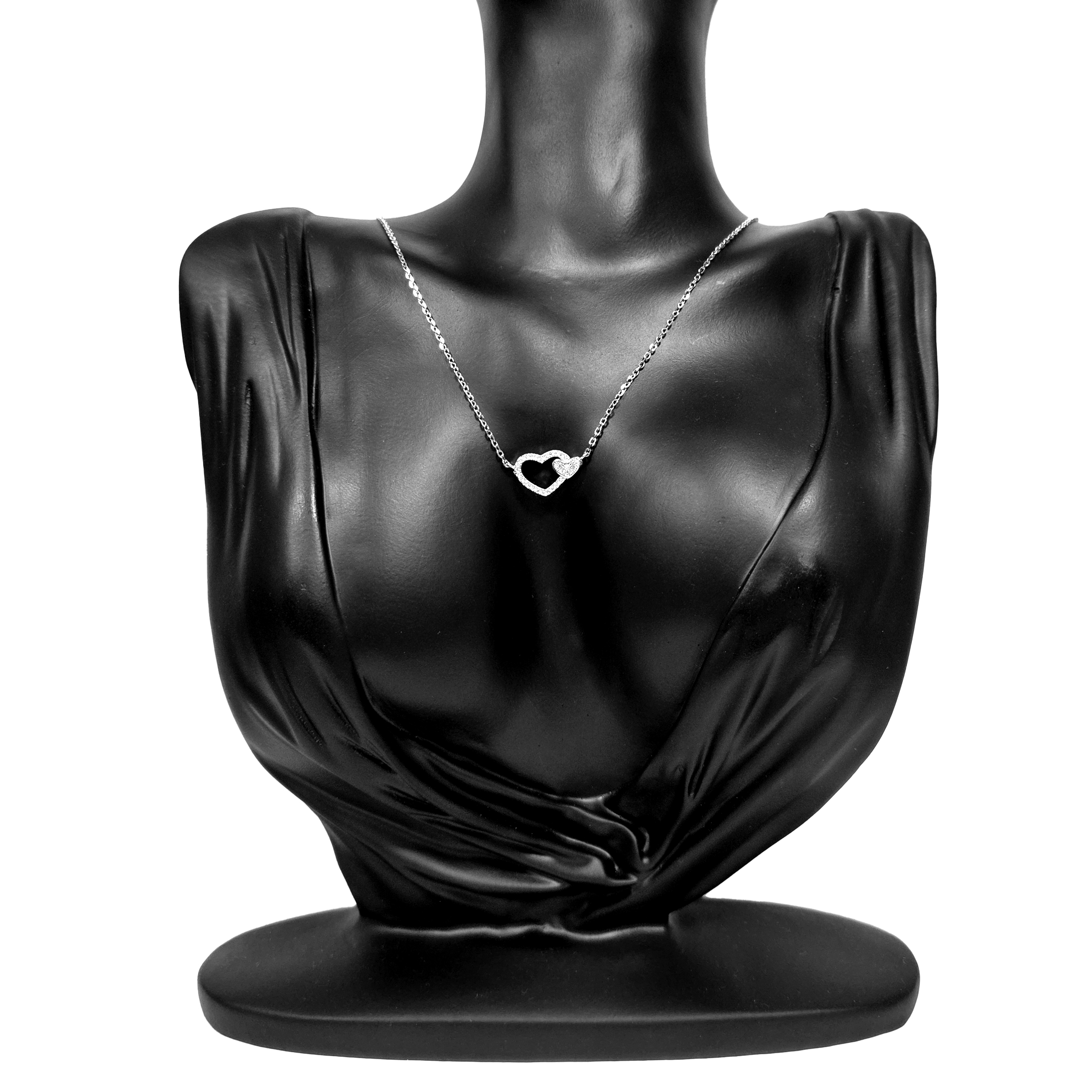 Alternative view of Zilveren (gerhodineerd) ketting met hartjes 25.261