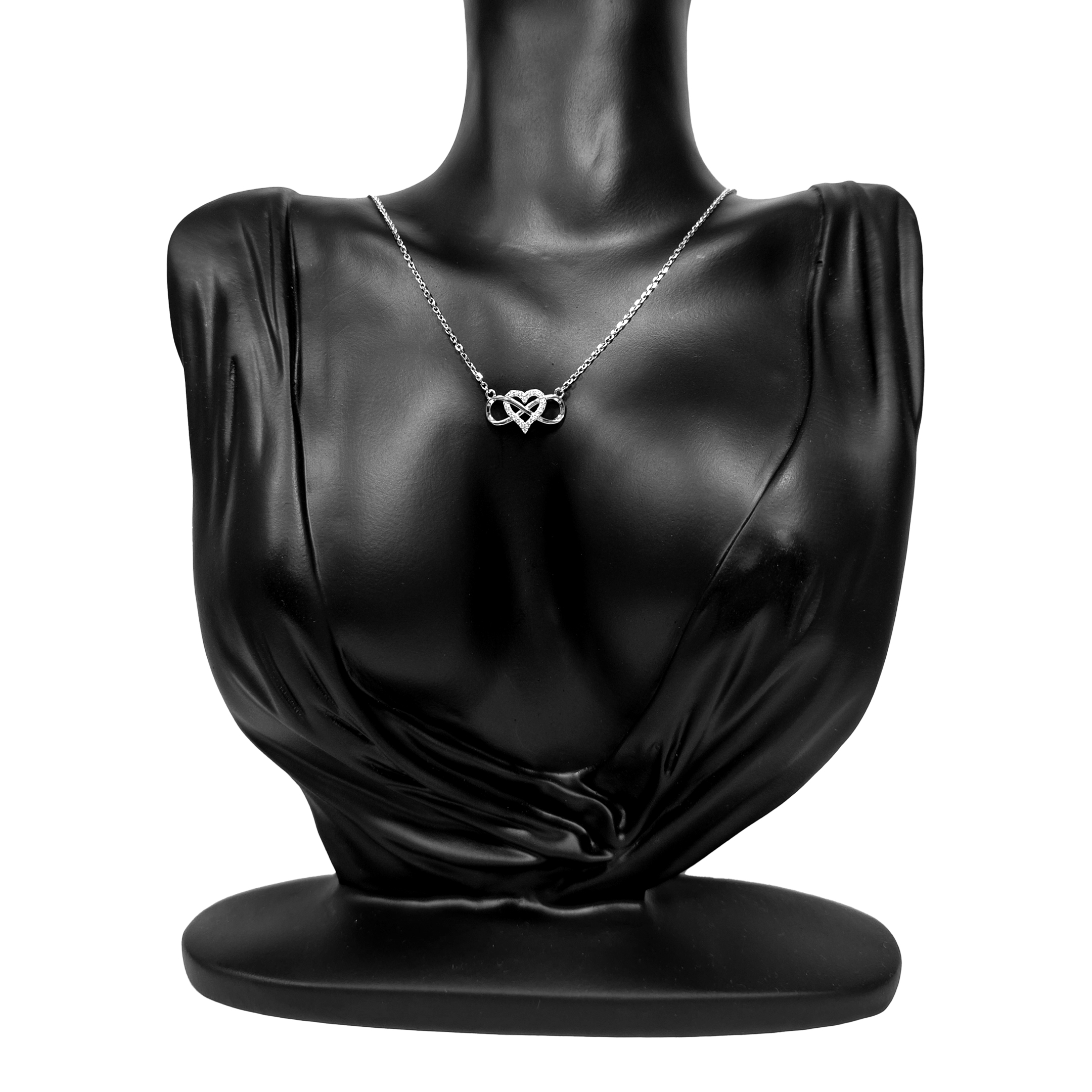 Alternative view of Zilveren (gerhodineerd) ketting met hart en infinity 25.286