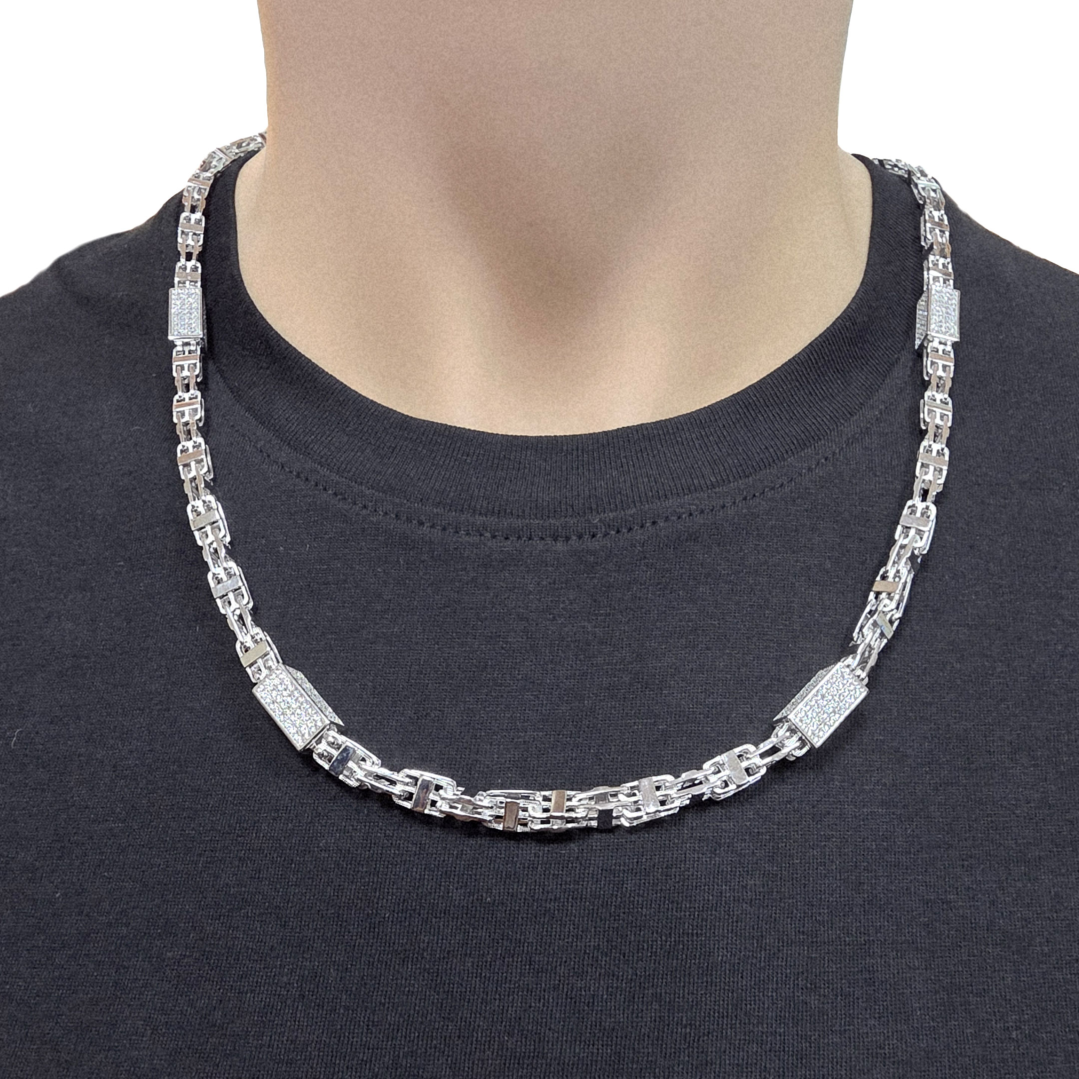 Alternative view of Zilveren (gerhodineerd) magnum schakel ketting 25.300