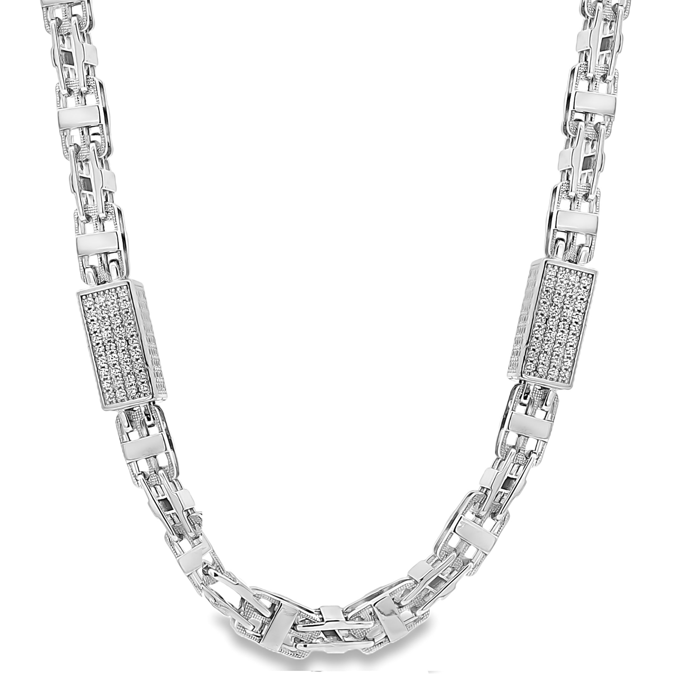 Zilveren (gerhodineerd) magnum schakel ketting 25.300