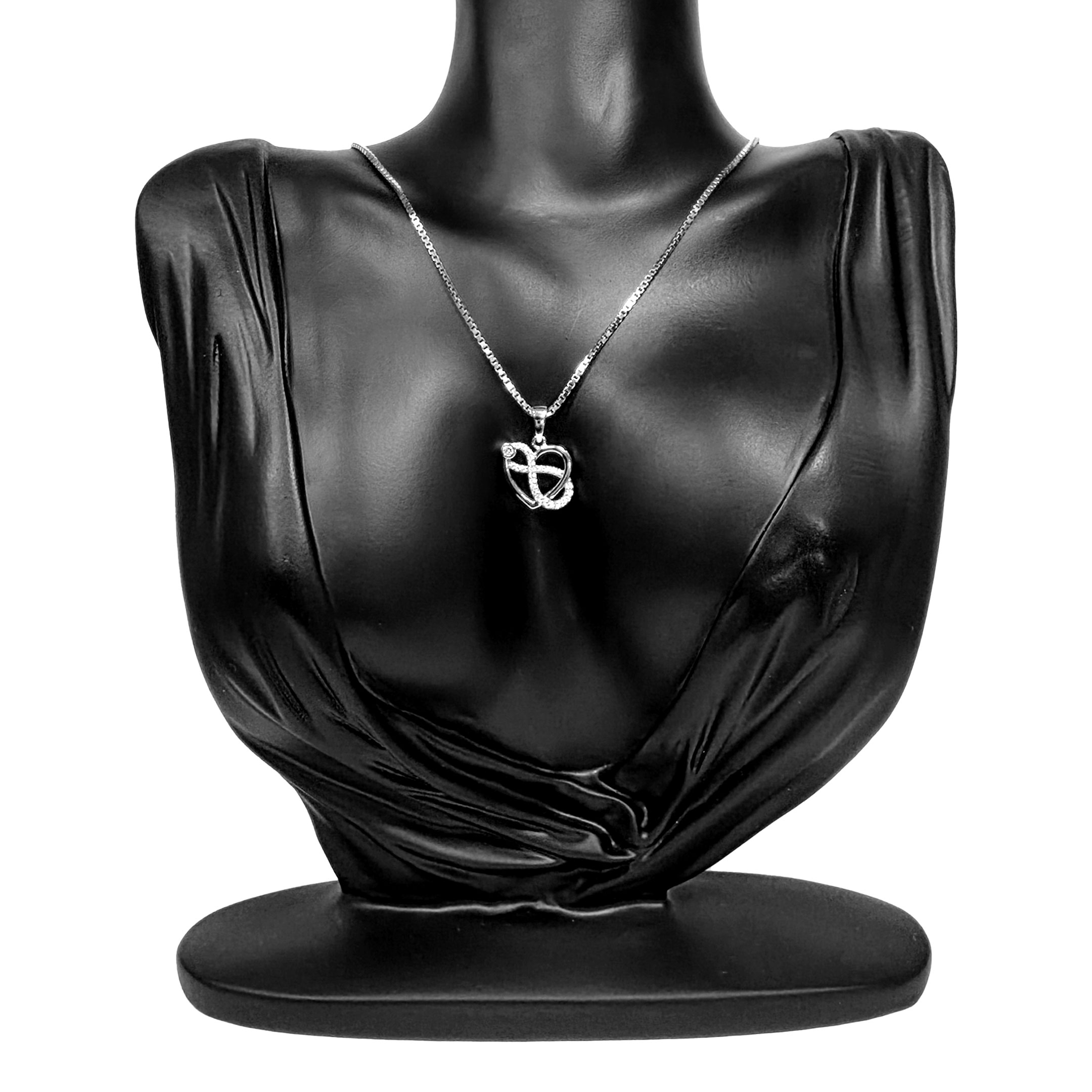 Alternative view of Zilveren (gerhodineerd) hart met infinity hanger 24.384