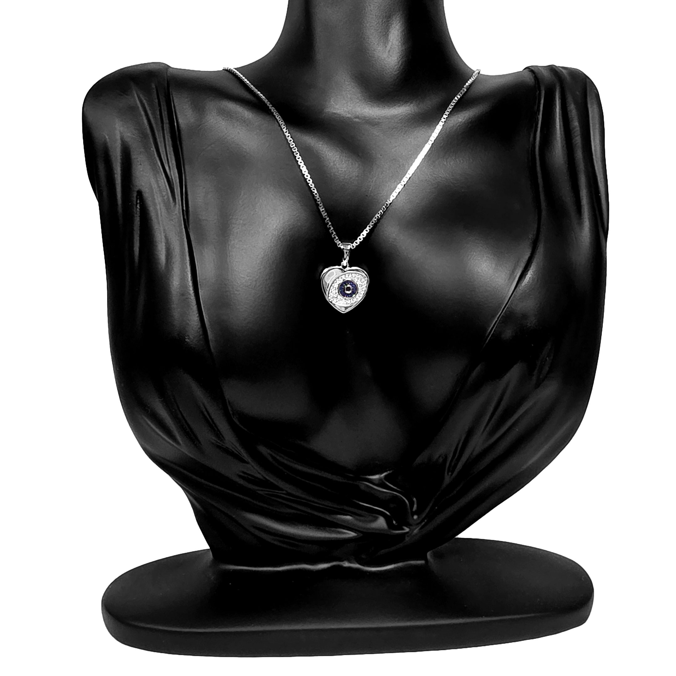 Alternative view of Zilveren (gerhodineerd) hart met evil eye hanger 24.386