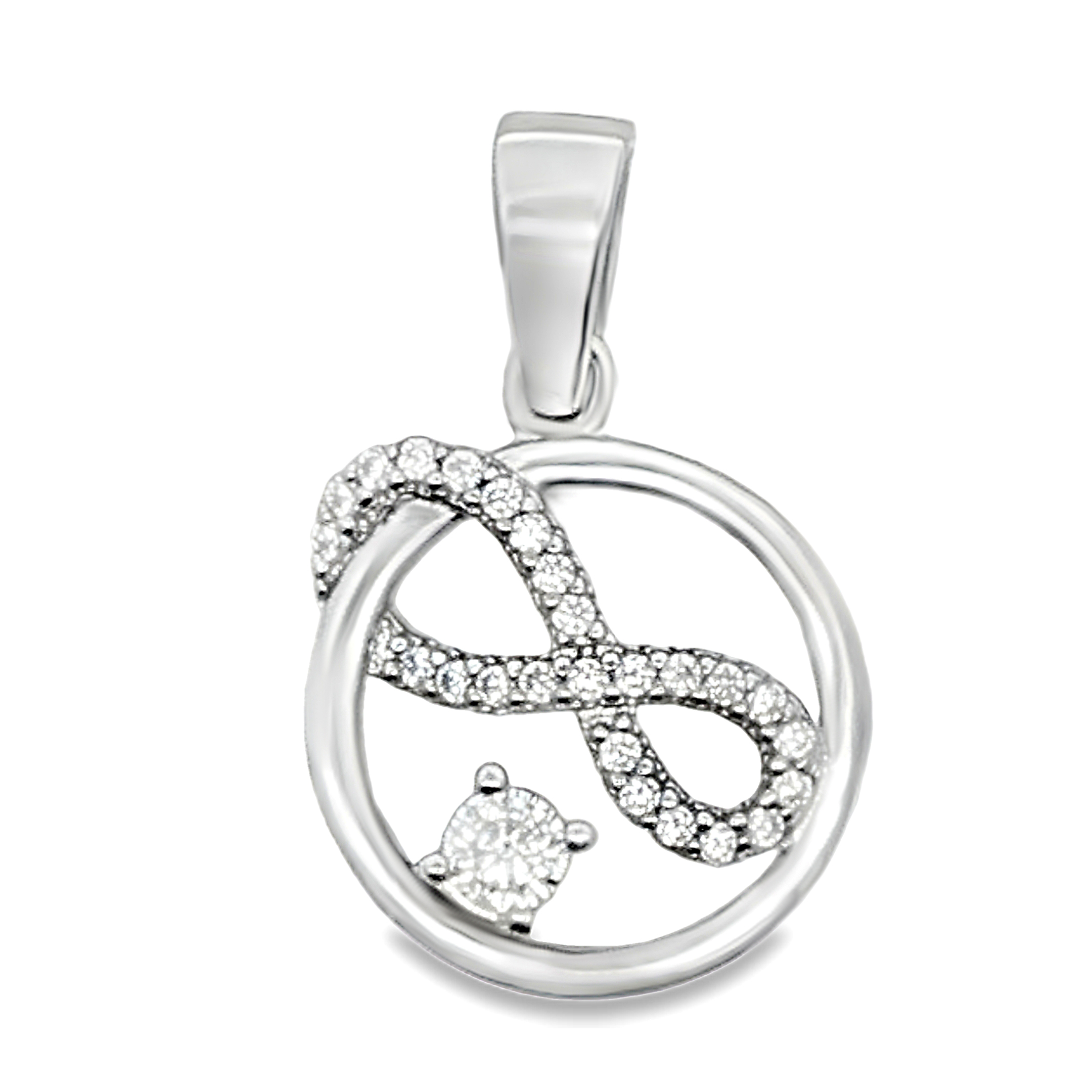 Zilveren (gerhodineerd) infinity hanger 24.387