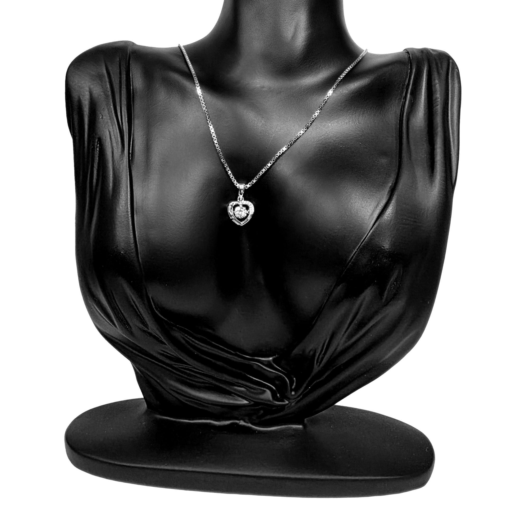 Alternative view of Zilveren (gerhodineerd) hart hanger met zirkonia 24.407