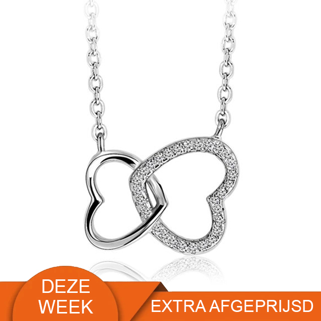 Zilveren (gerhodineerd) ketting met hart 25.223 WEEKAANBIEDING