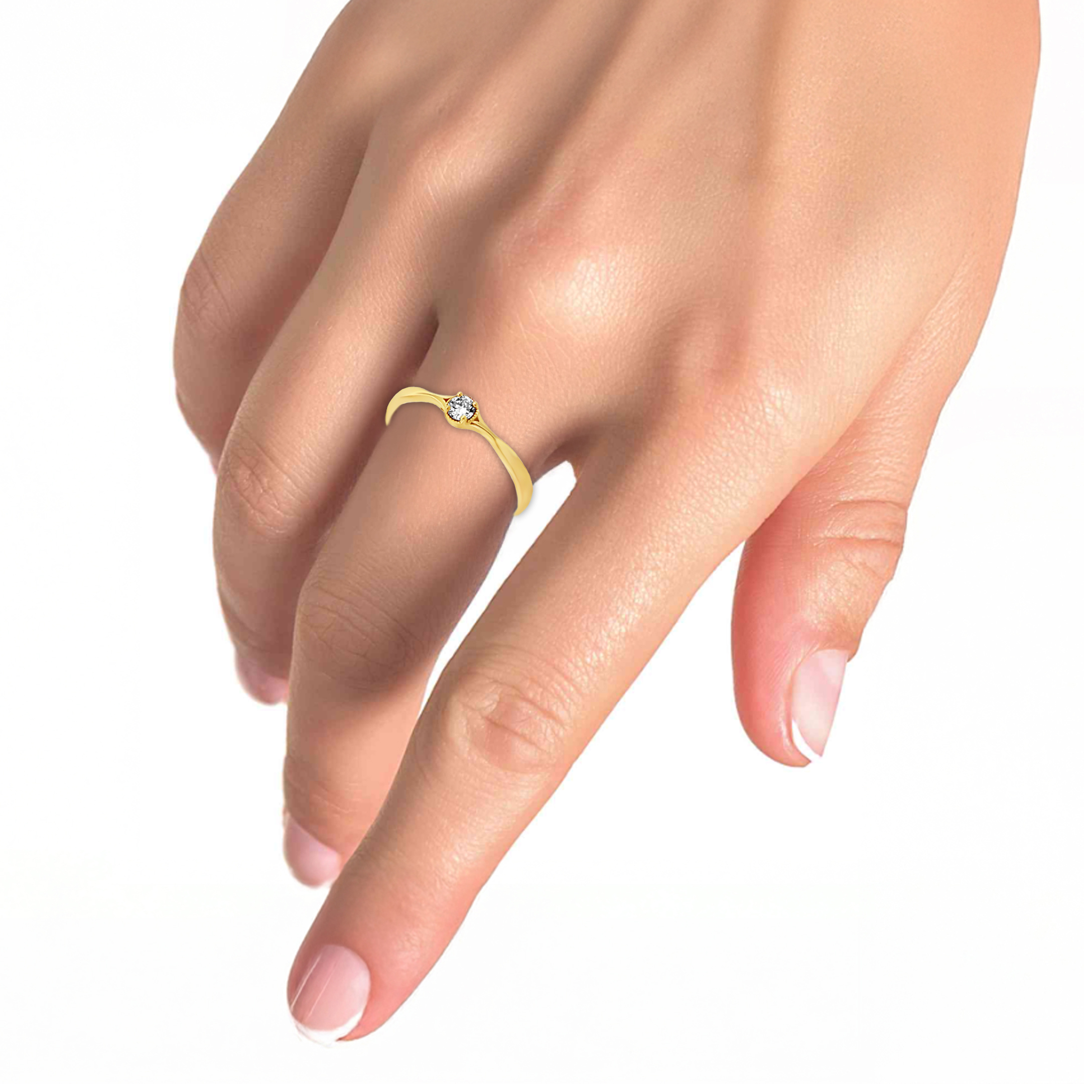 Alternative view of 14 karaat gouden ring met diamant 177214-0.10ct