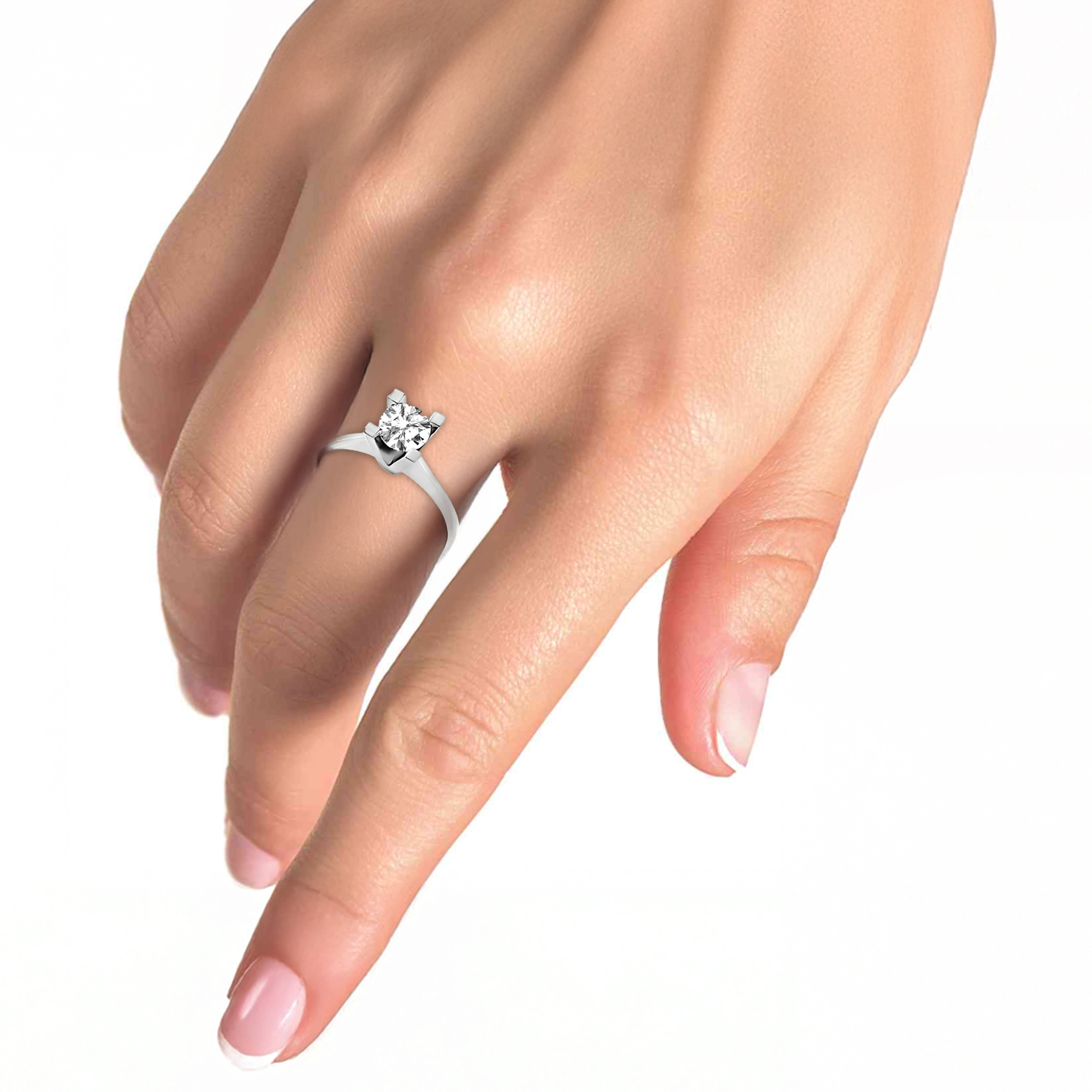 Alternative view of 14 karaat witgouden ring met diamant 177158