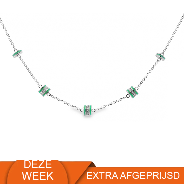 Zilveren (gerhodineerd) ketting met emaille 25.289 (WEEKAANBIEDING)