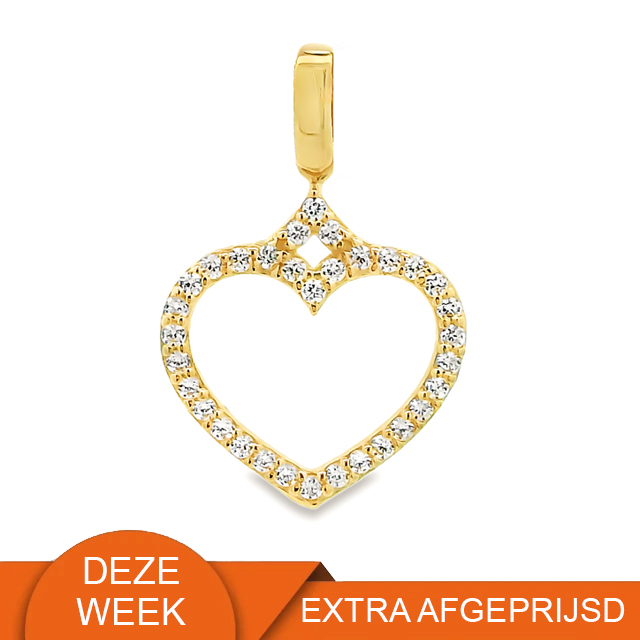 14 karaat gouden hart hanger 14.303 (WEEKAANBIEDING)