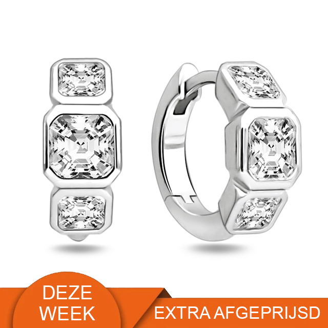Zilveren (gerhodineerd) oorbellen met zirkonia 22.289 (WEEKAANBIEDING)