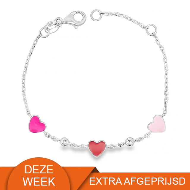 Zilveren (gerhodineerd) kinderarmband met hartjes 23.402 (WEEKAANBIEDING)